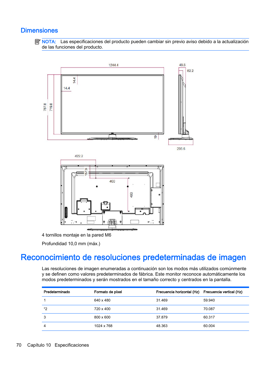 Dimensiones | HP Pantalla LED de 55 pulgadas HP LD5535 Digital Signage User Manual | Page 80 / 111