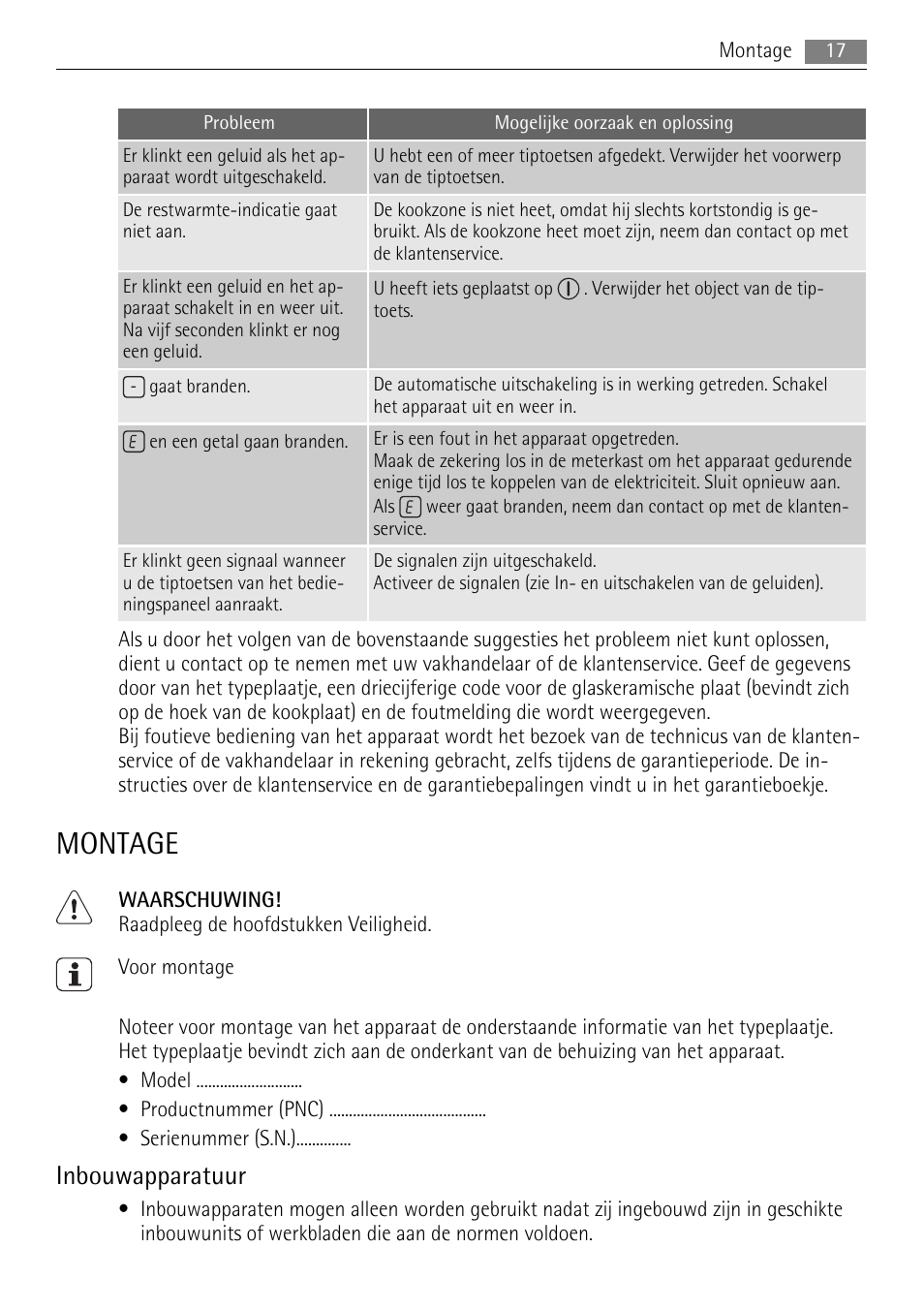 Montage, Inbouwapparatuur | AEG HC652600EB User Manual | Page 17 / 84