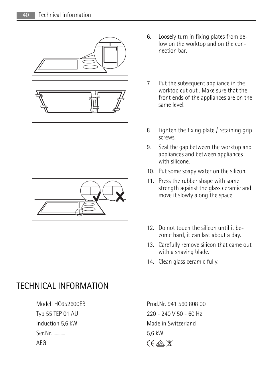 Technical information | AEG HC652600EB User Manual | Page 40 / 84