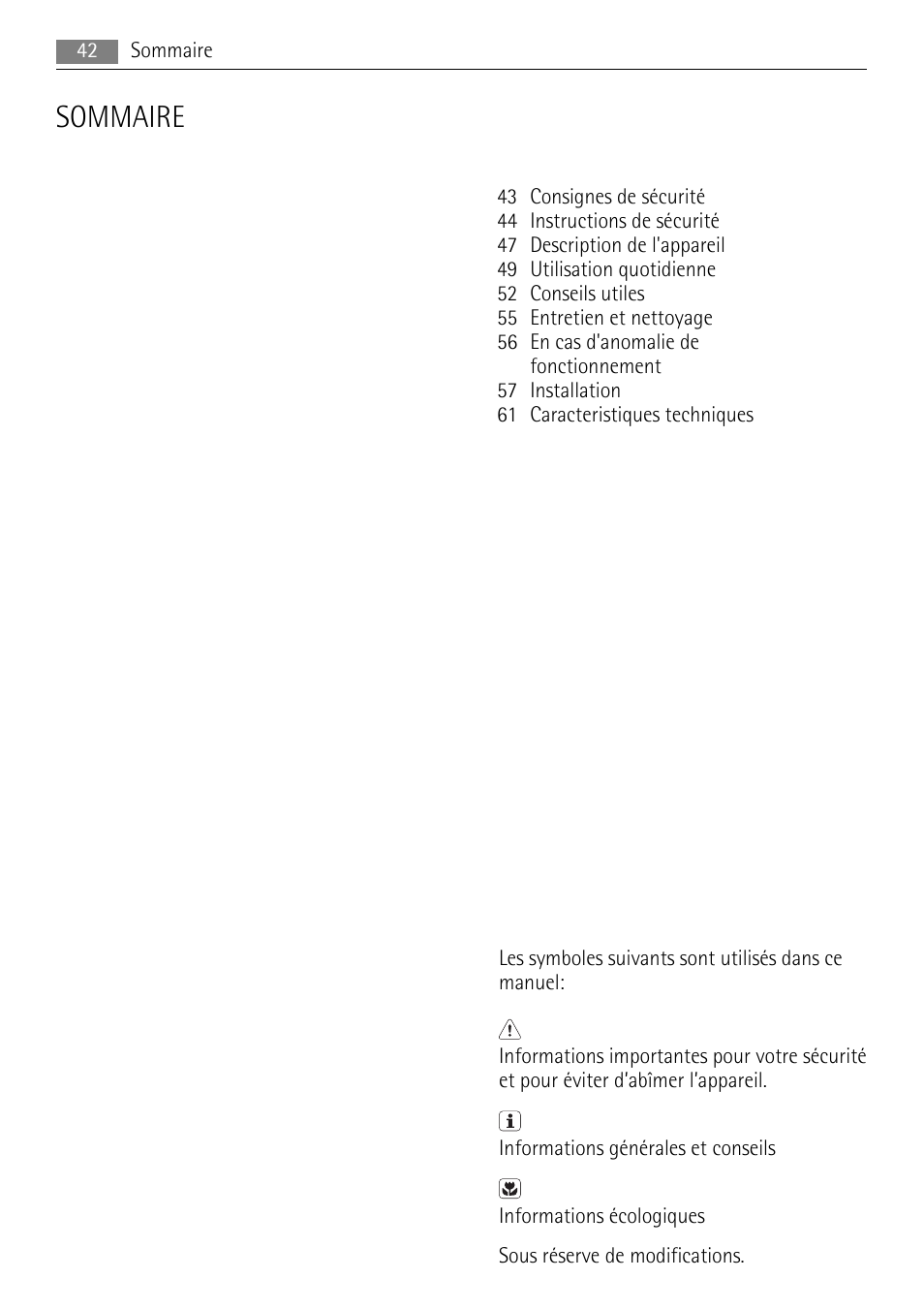 Sommaire | AEG HC652600EB User Manual | Page 42 / 84