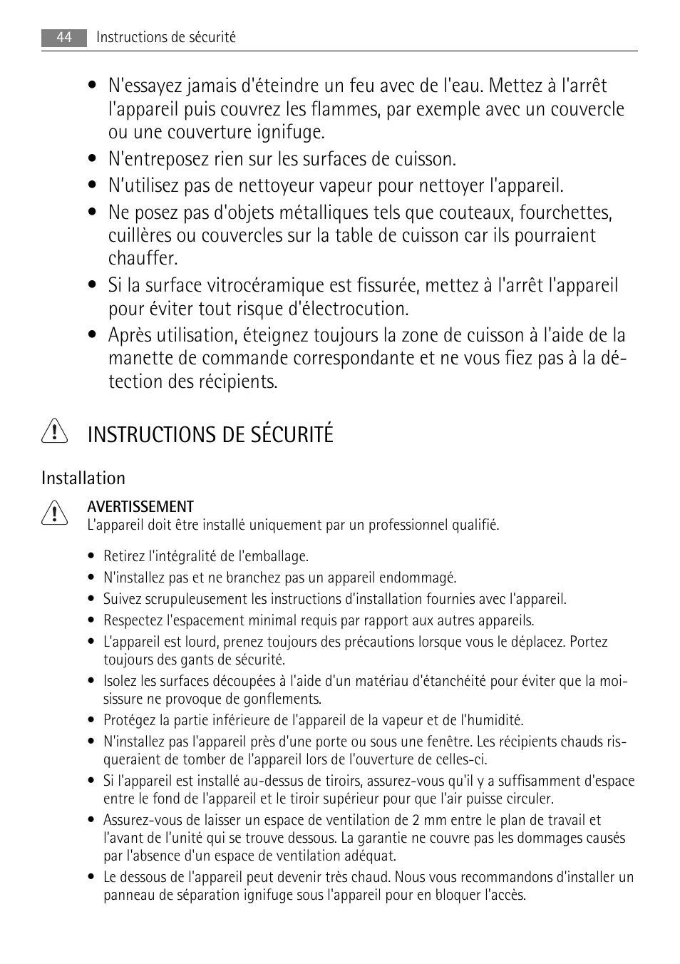 Instructions de sécurité | AEG HC652600EB User Manual | Page 44 / 84