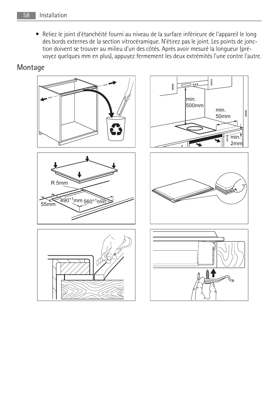 Montage | AEG HC652600EB User Manual | Page 58 / 84