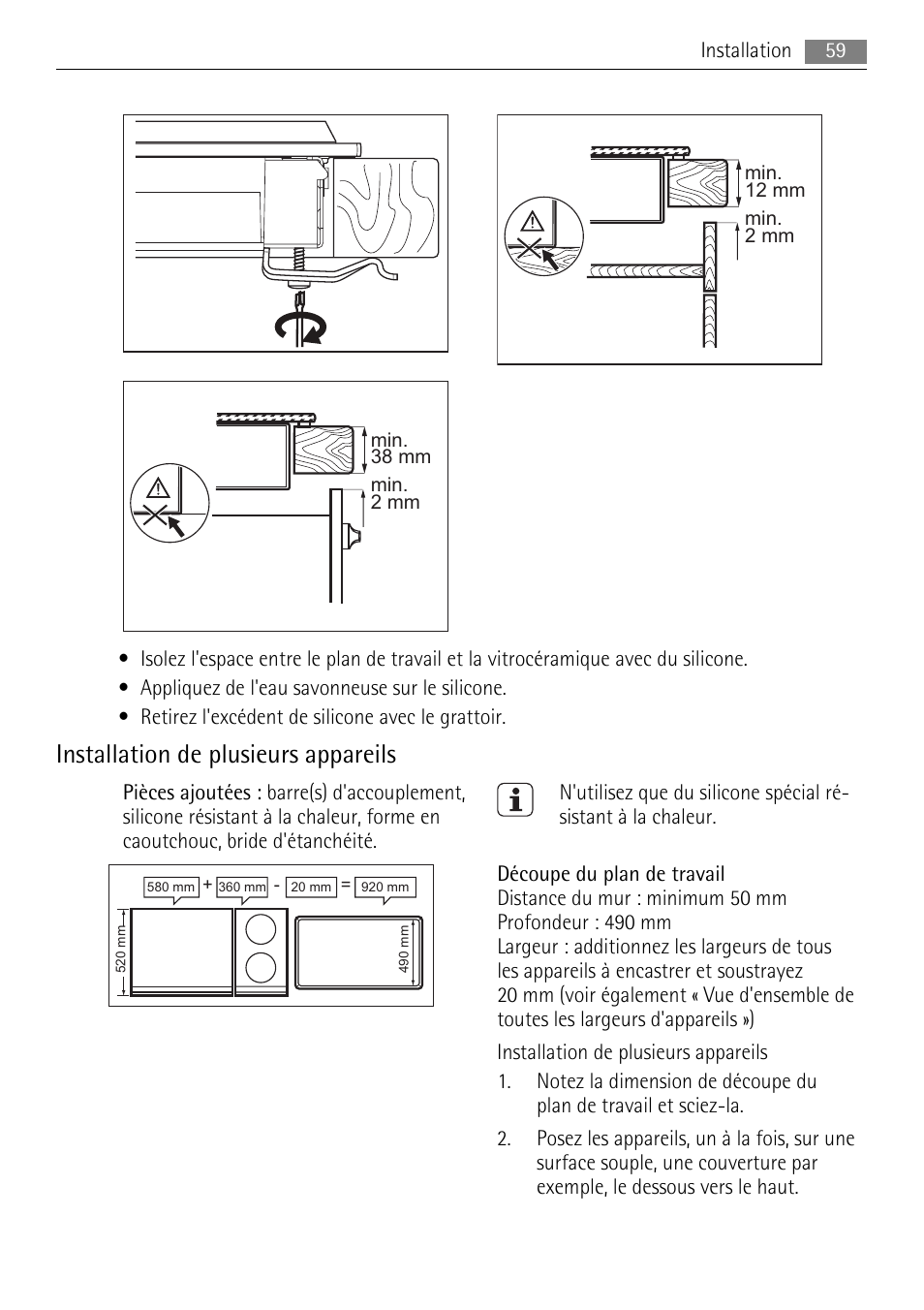 Installation de plusieurs appareils | AEG HC652600EB User Manual | Page 59 / 84