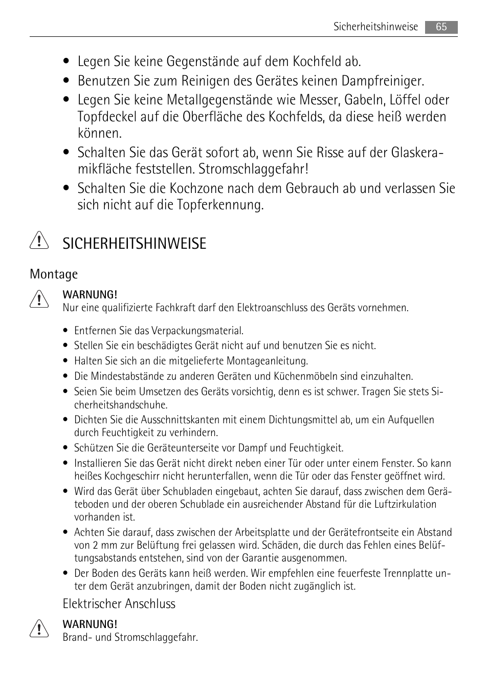 Sicherheitshinweise | AEG HC652600EB User Manual | Page 65 / 84