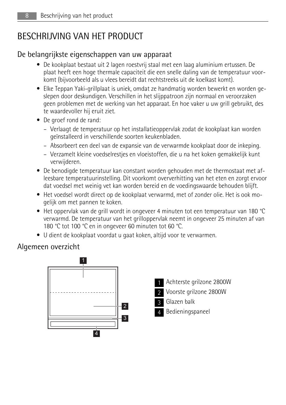 Beschrijving van het product, De belangrijkste eigenschappen van uw apparaat, Algemeen overzicht | AEG HC652600EB User Manual | Page 8 / 84