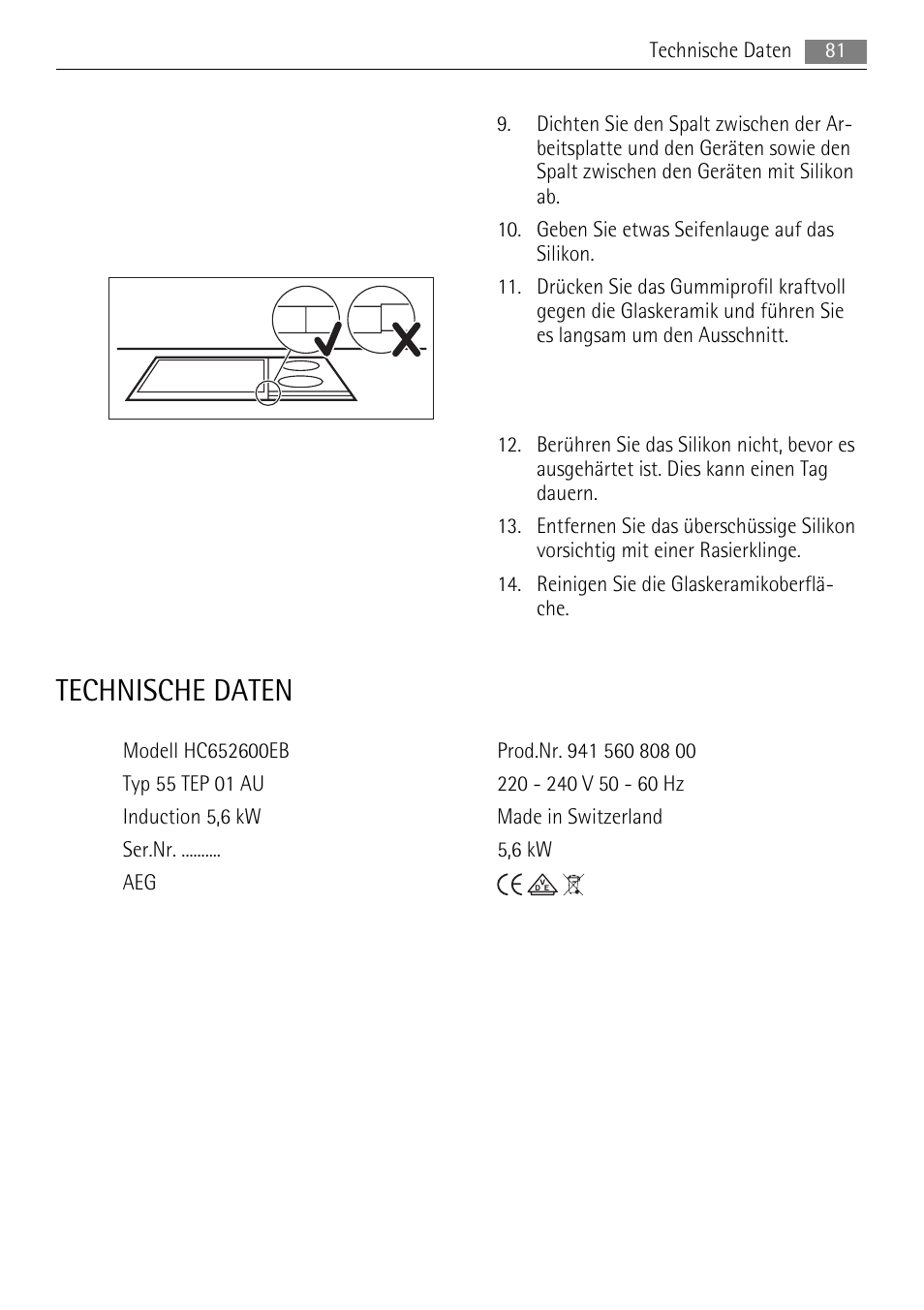 Technische daten | AEG HC652600EB User Manual | Page 81 / 84