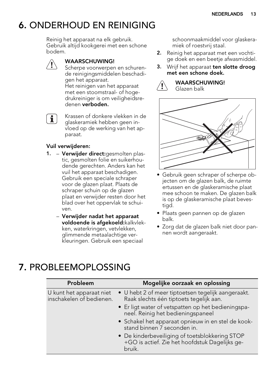 Onderhoud en reiniging, Probleemoplossing | AEG HC451220EB User Manual | Page 13 / 72