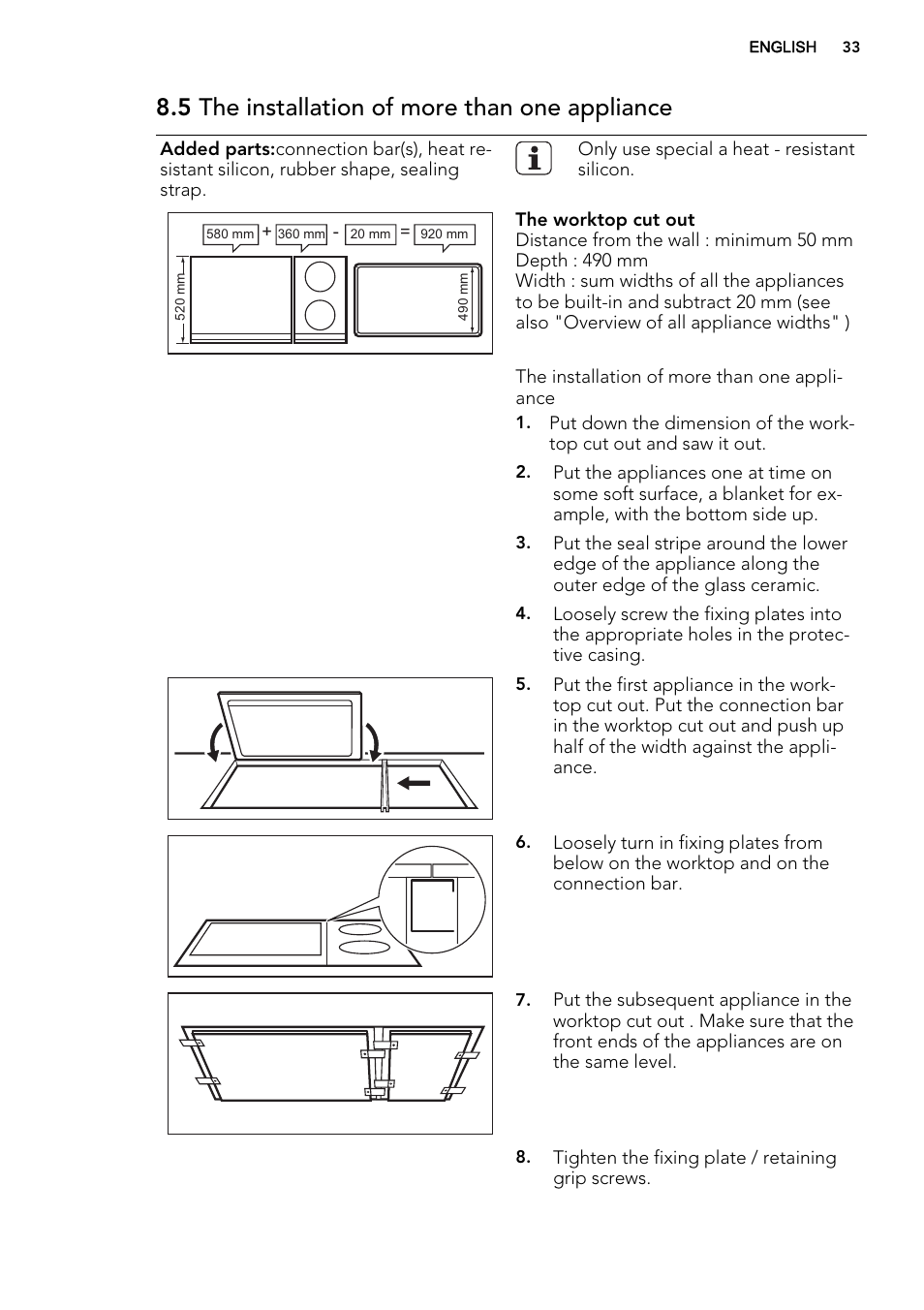 5 the installation of more than one appliance | AEG HC451220EB User Manual | Page 33 / 72