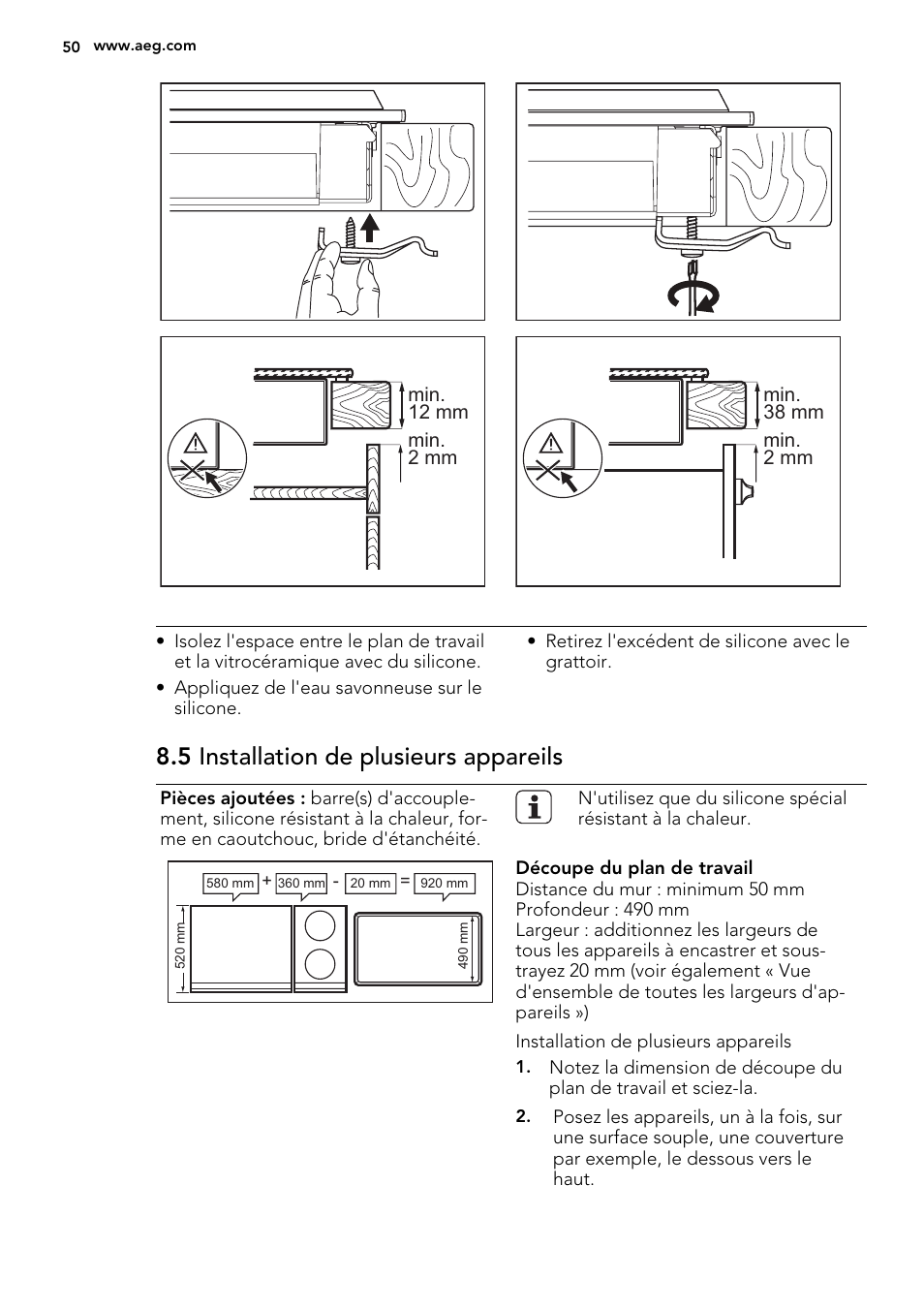 5 installation de plusieurs appareils | AEG HC451220EB User Manual | Page 50 / 72