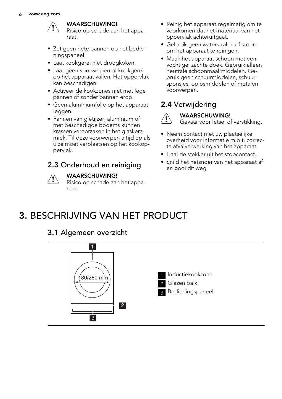 Beschrijving van het product, 3 onderhoud en reiniging, 4 verwijdering | 1 algemeen overzicht | AEG HC451220EB User Manual | Page 6 / 72