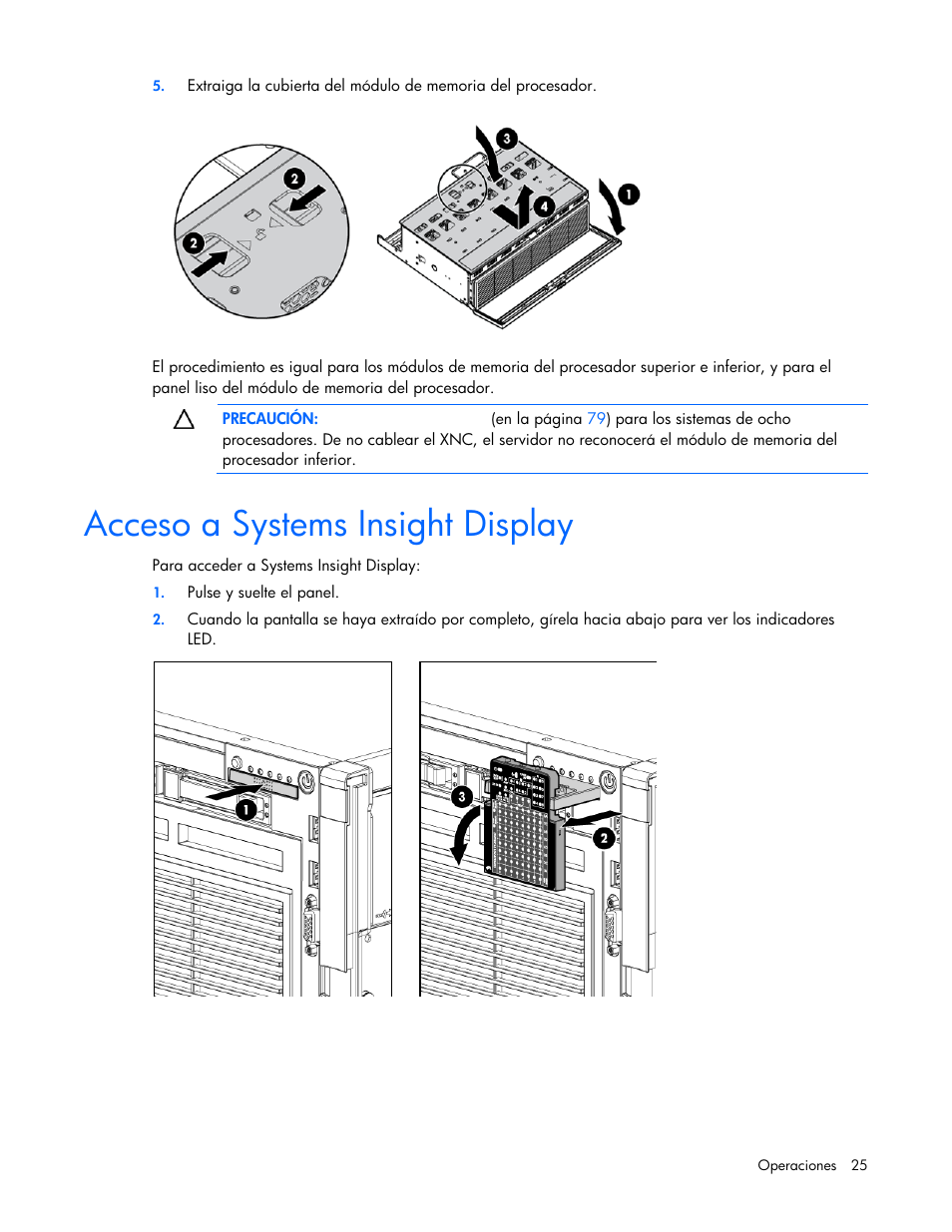 Acceso a systems insight display | HP Servidor HP ProLiant DL980 G7 User Manual | Page 25 / 143