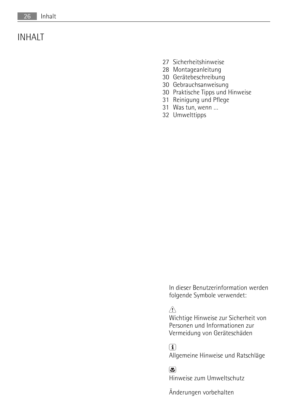 Inhalt | AEG HE604000H User Manual | Page 26 / 44