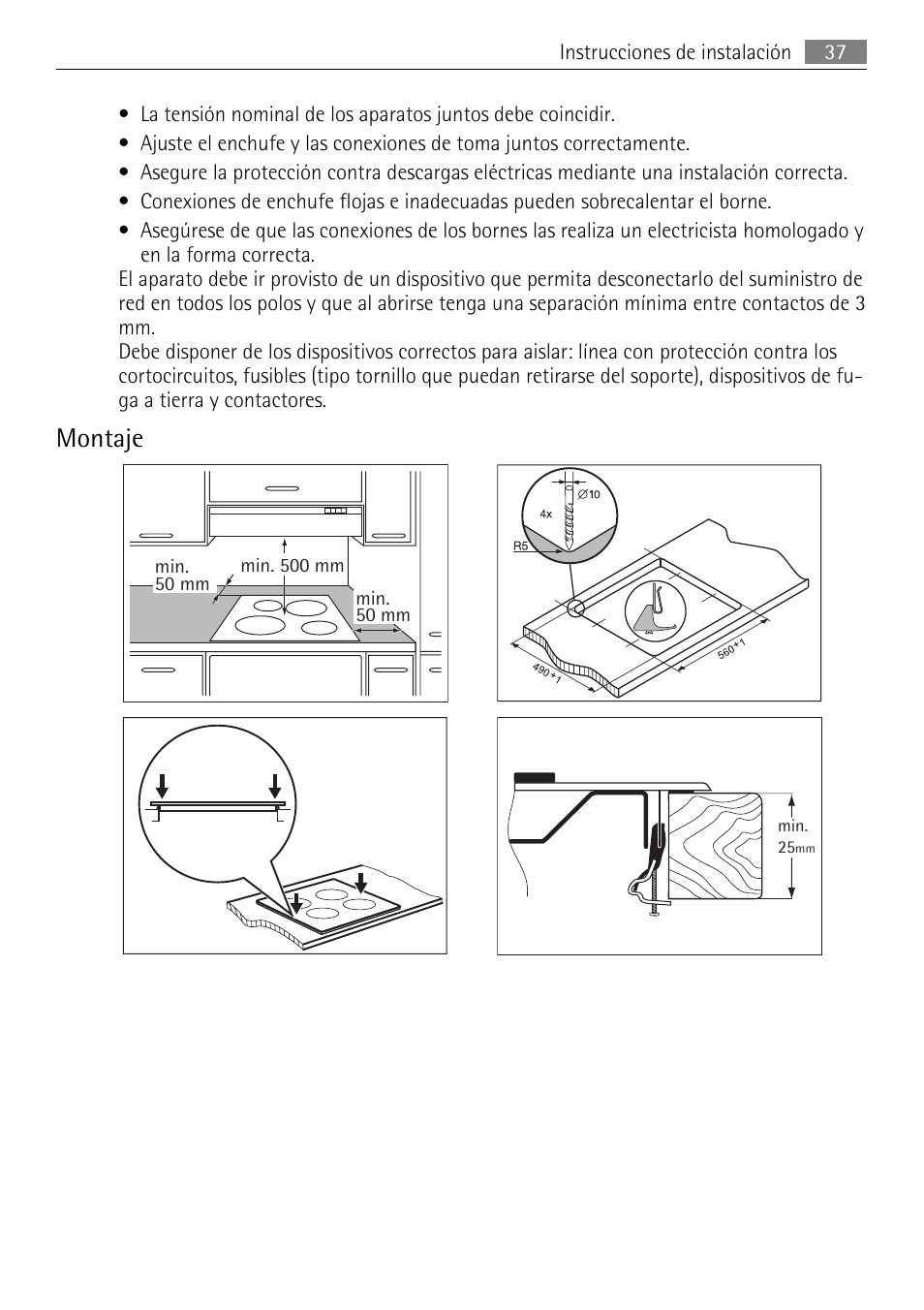 Montaje | AEG HE604000H User Manual | Page 37 / 44