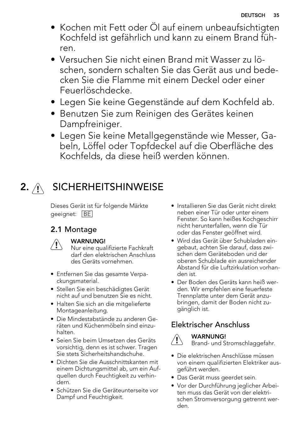 Sicherheitshinweise | AEG HK614000H User Manual | Page 35 / 44