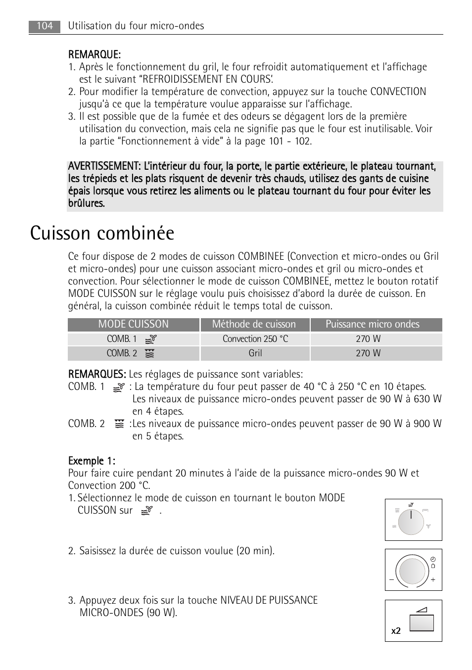 Cuisson combinée | AEG MCC4061E-M User Manual | Page 104 / 252