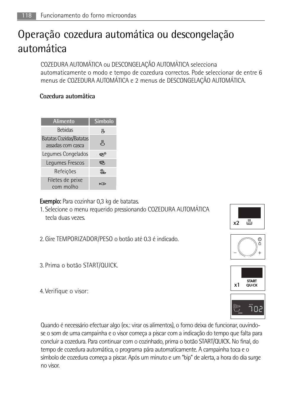 118 funcionamento do forno microondas | AEG MC1763E-M User Manual | Page 118 / 168