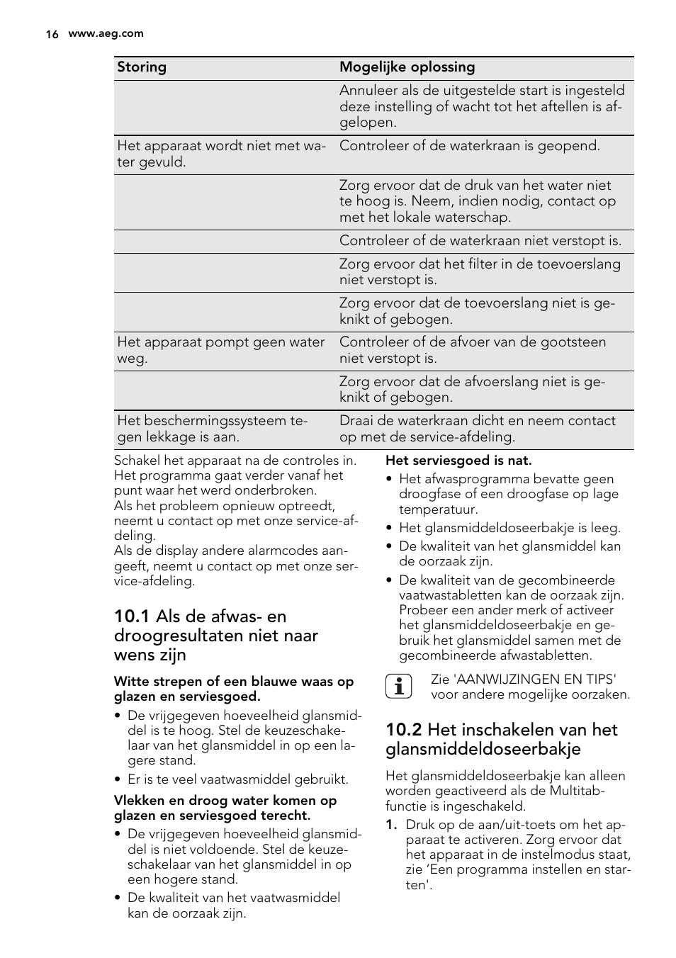 2 het inschakelen van het glansmiddeldoseerbakje | AEG F78420VI0P User Manual | Page 16 / 68