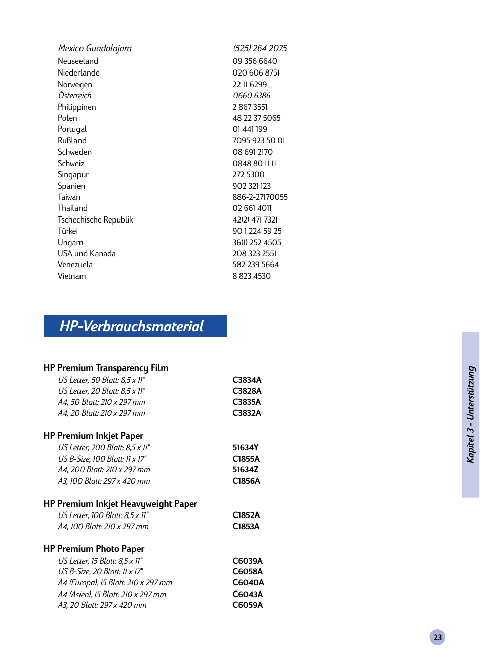 Hp-verbrauchsmaterial | HP Imprimante HP Deskjet 1120cxi User Manual | Page 52 / 112
