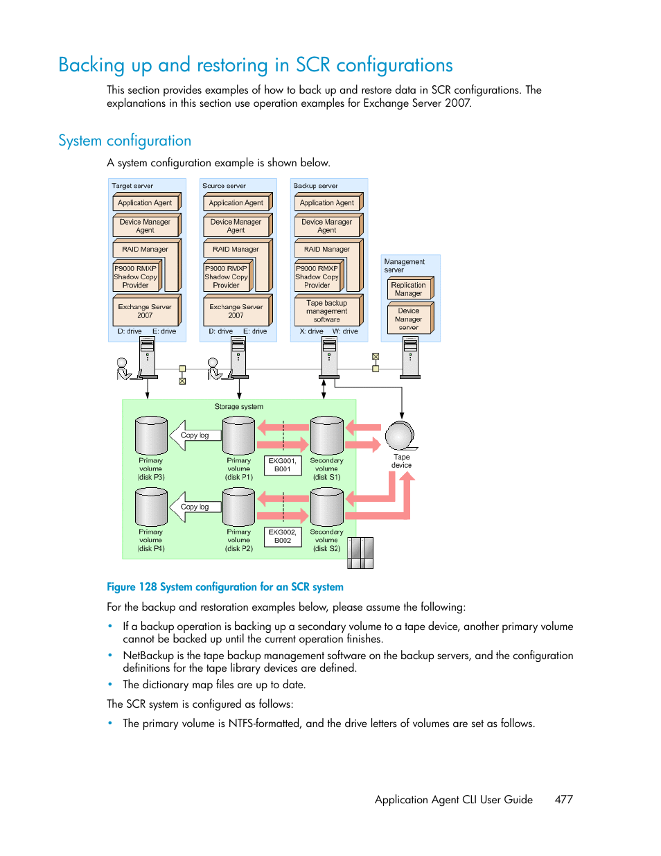 Backing up and restoring in scr configurations, System configuration, System configuration for an scr system | HP Serveur lame HP ProLiant BL465c Gen8 User Manual | Page 477 / 578