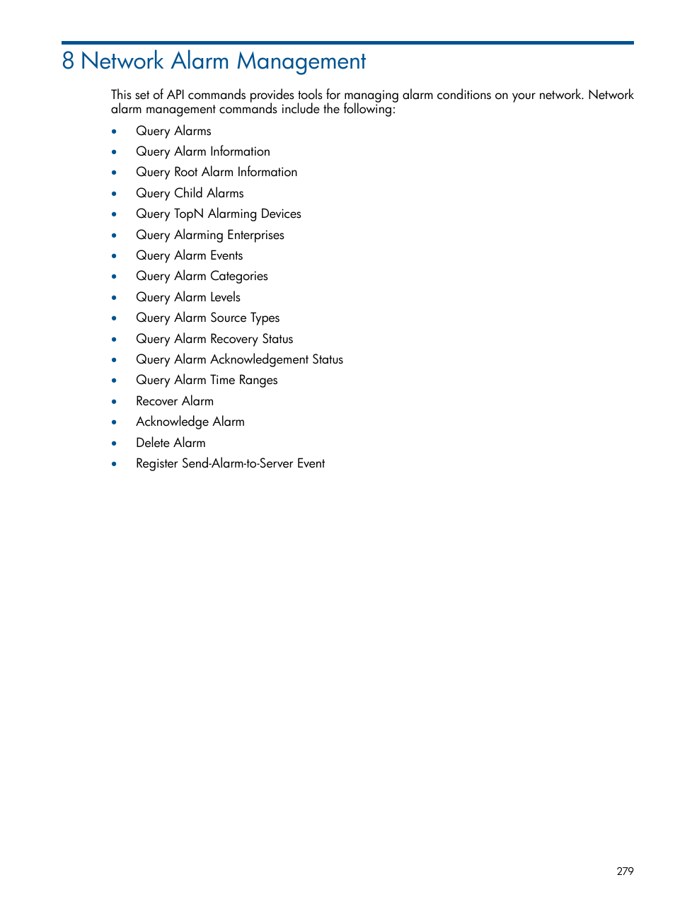 8 network alarm management | HP Intelligent Management Center Licenses User Manual | Page 279 / 438
