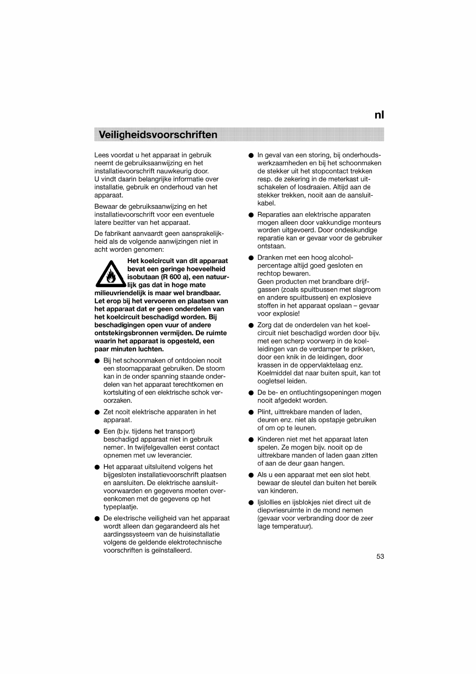 Veiligheidsvoorschriften, Veiligheidsvoorschriften nl | Bosch KGV36610 User Manual | Page 53 / 141