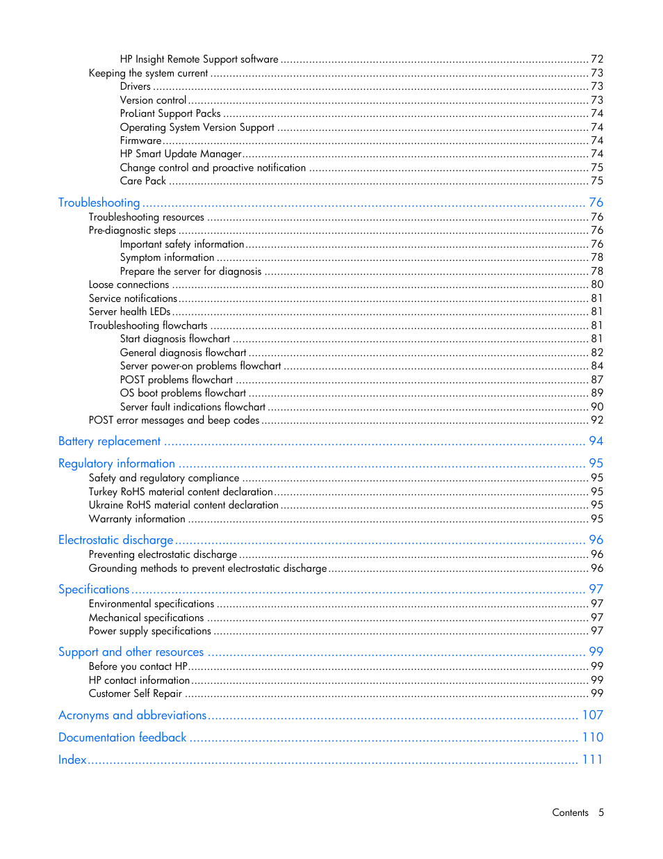HP ProLiant ML110 G7 Server User Manual | Page 5 / 113