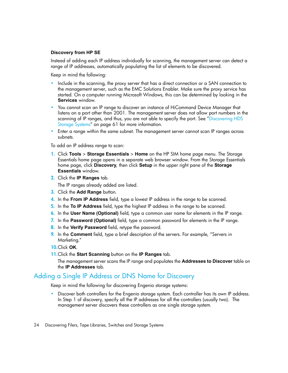 Discovery from hp se | HP Storage Essentials NAS Manager Software User Manual | Page 54 / 702