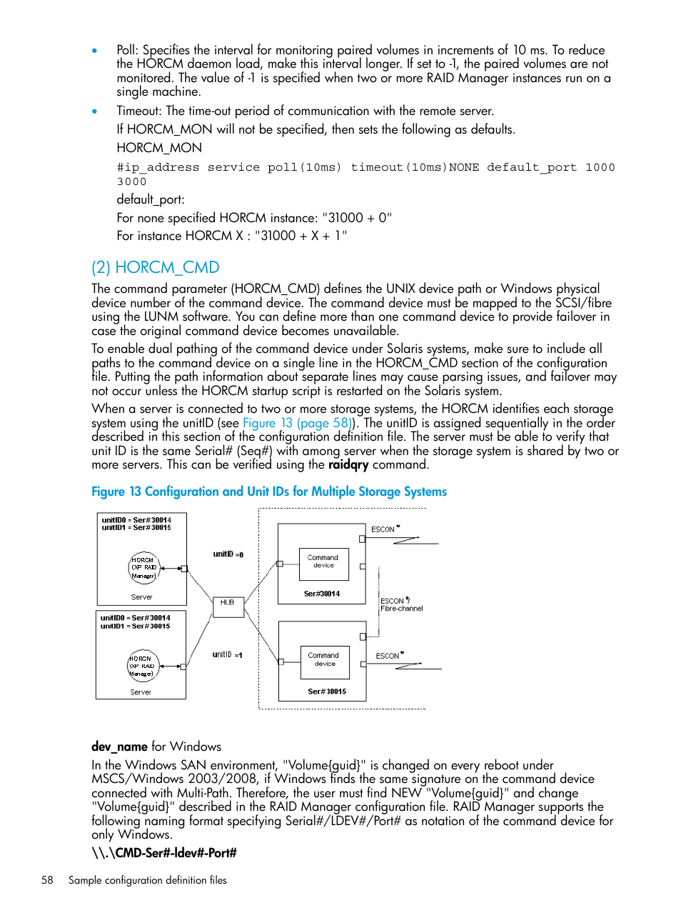 2) horcm_cmd | HP XP RAID Manager Software User Manual | Page 58 / 95