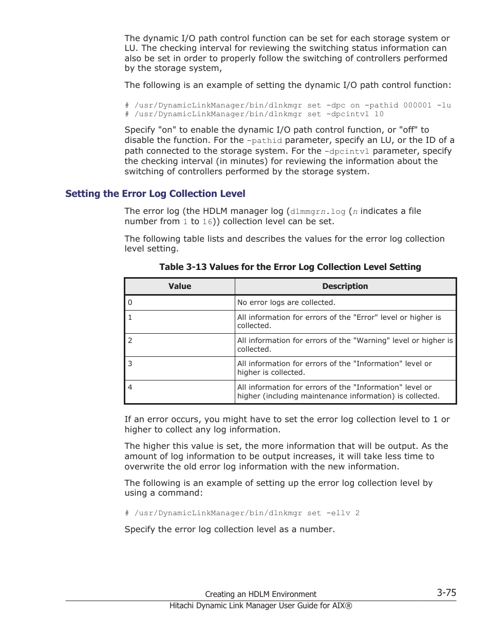 Setting the error log collection level -75 | HP XP Racks User Manual | Page 137 / 460