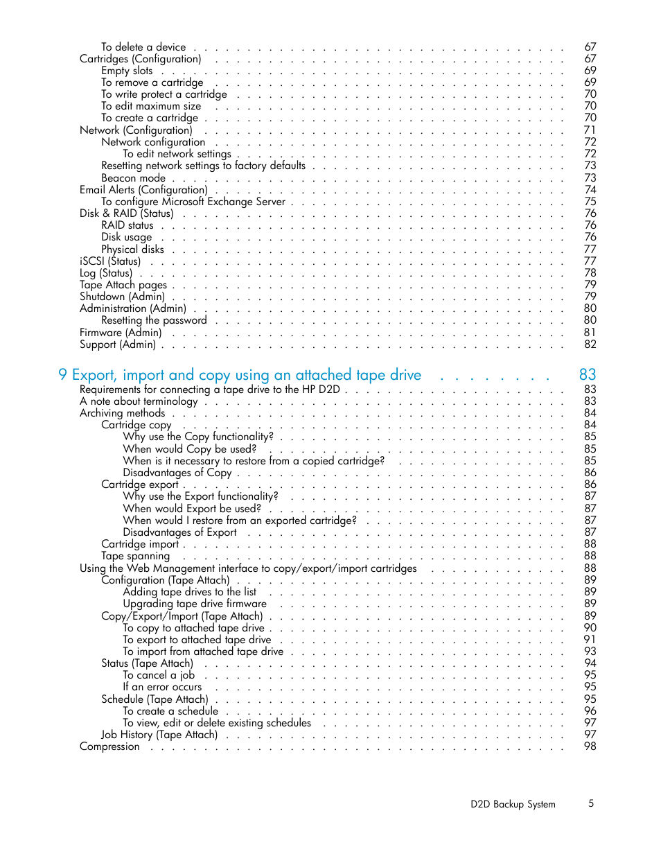 HP D2D100 Backup System User Manual | Page 5 / 126
