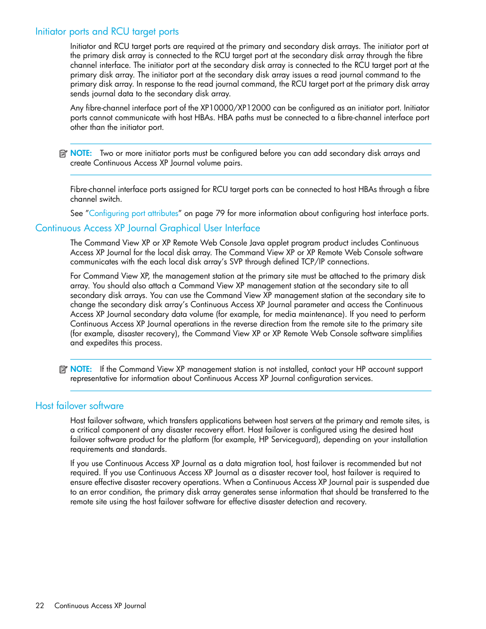 Initiator ports and rcu target ports, Host failover software | HP StorageWorks XP Remote Web Console Software User Manual | Page 22 / 154