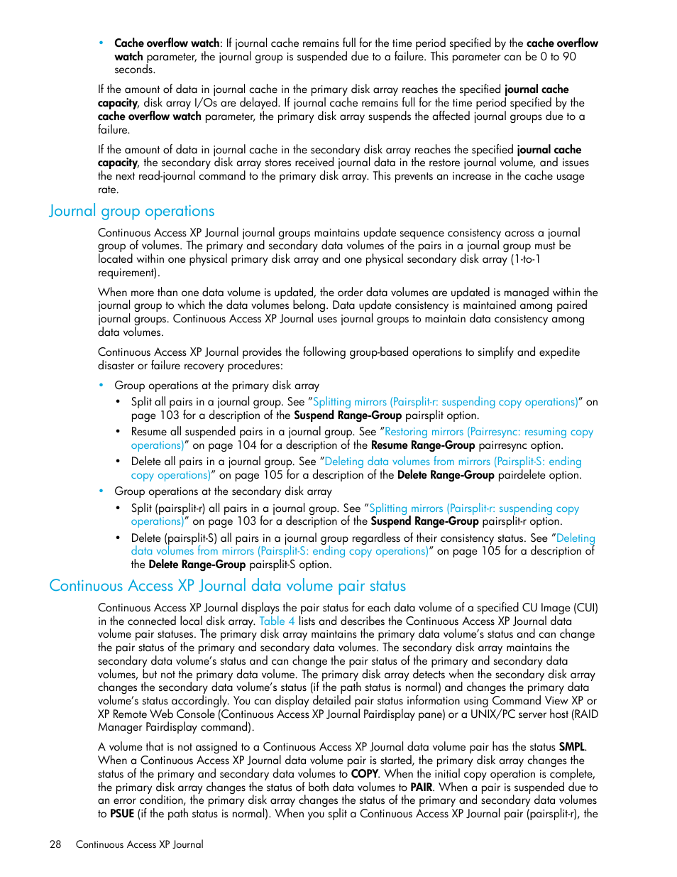 Journal group operations | HP StorageWorks XP Remote Web Console Software User Manual | Page 28 / 154