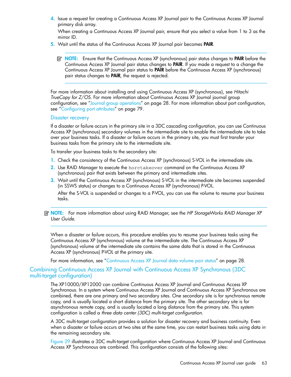 Disaster recovery, Configuration) | HP StorageWorks XP Remote Web Console Software User Manual | Page 63 / 154