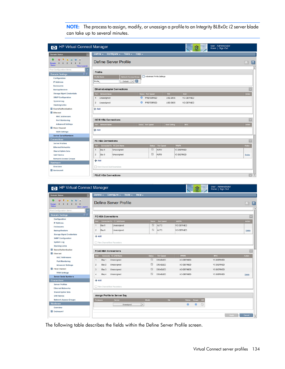 HP Virtual Connect 8Gb 20-port Fibre Channel Module for c-Class BladeSystem User Manual | Page 134 / 223