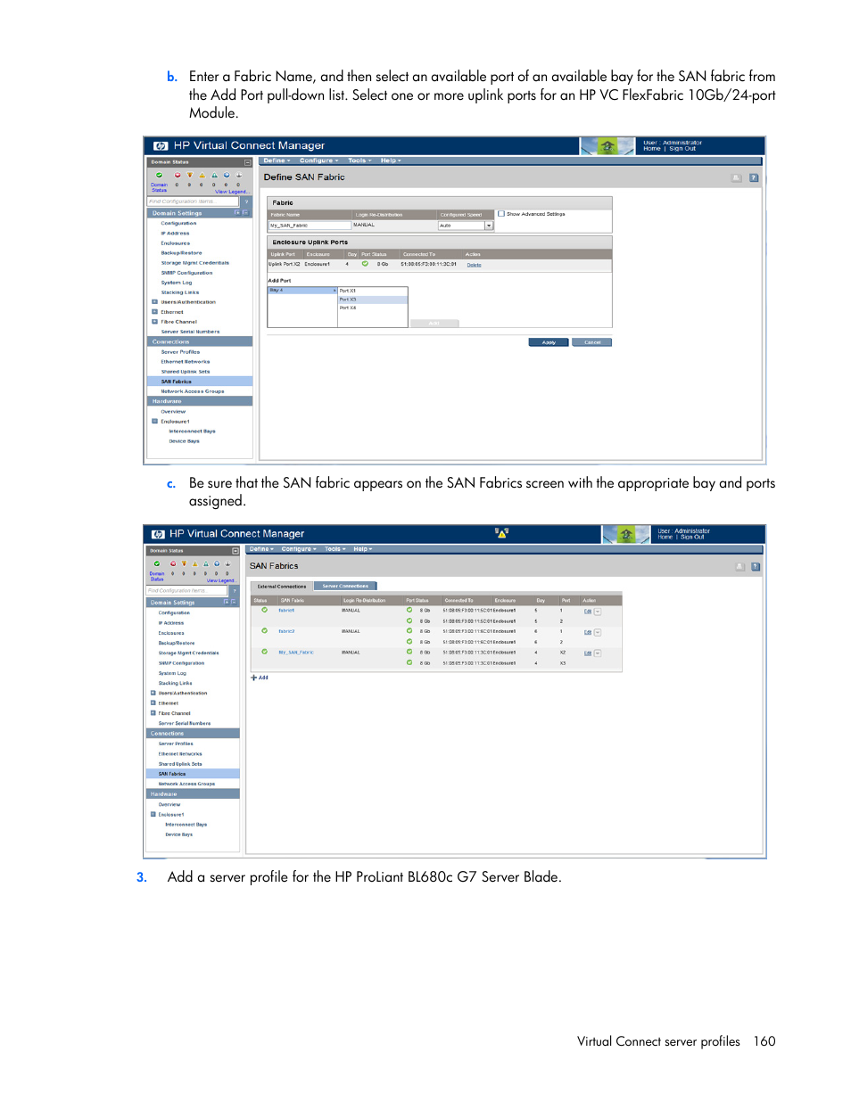 HP Virtual Connect 8Gb 20-port Fibre Channel Module for c-Class BladeSystem User Manual | Page 160 / 223