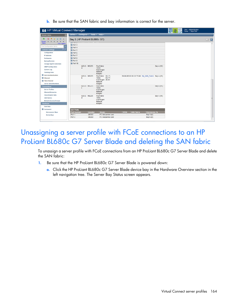 HP Virtual Connect 8Gb 20-port Fibre Channel Module for c-Class BladeSystem User Manual | Page 164 / 223