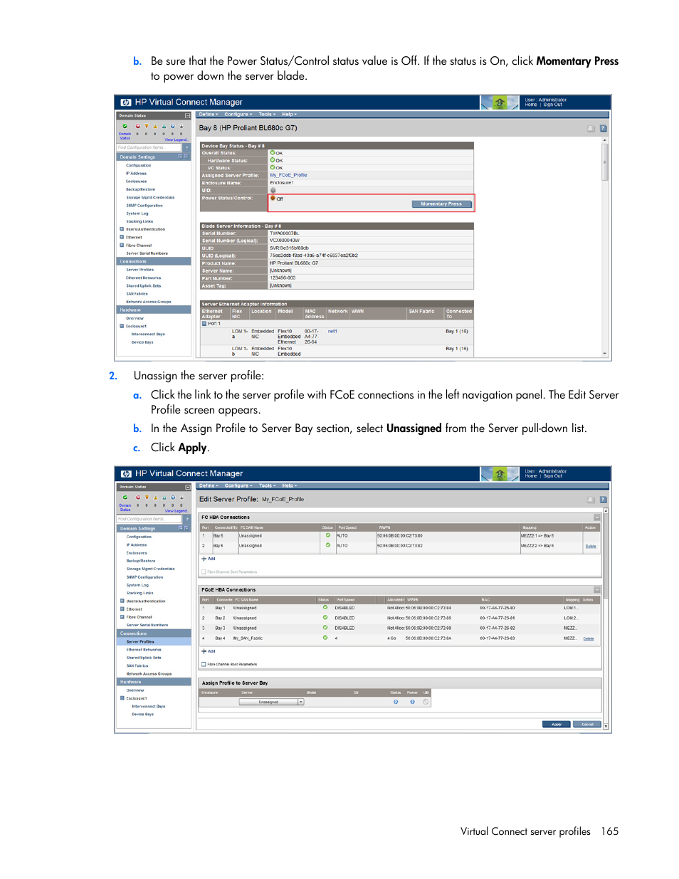 HP Virtual Connect 8Gb 20-port Fibre Channel Module for c-Class BladeSystem User Manual | Page 165 / 223