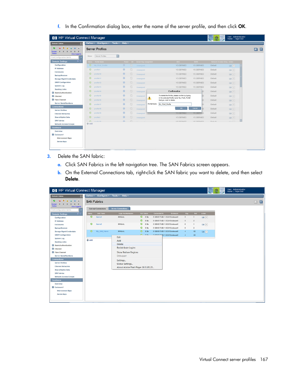 HP Virtual Connect 8Gb 20-port Fibre Channel Module for c-Class BladeSystem User Manual | Page 167 / 223