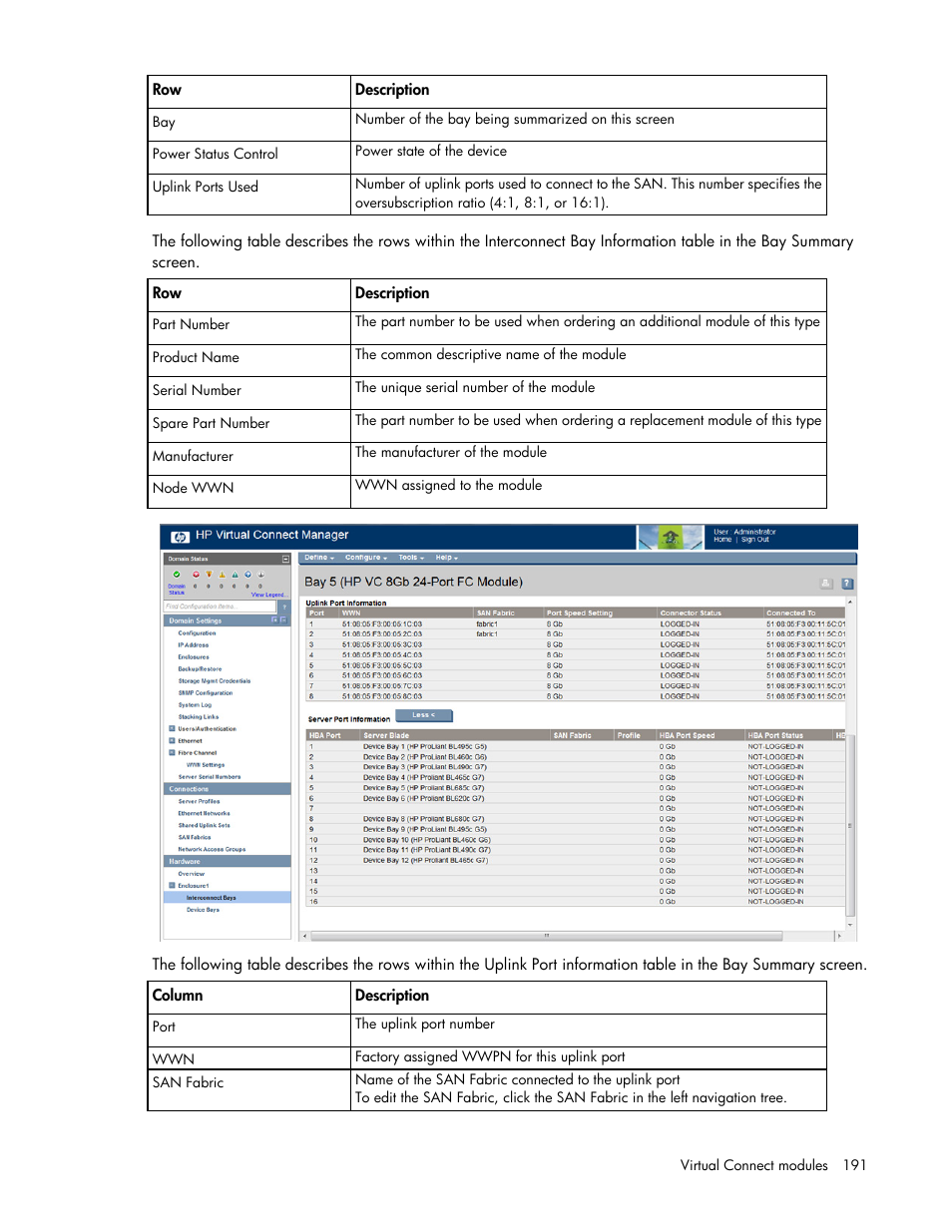 HP Virtual Connect 8Gb 20-port Fibre Channel Module for c-Class BladeSystem User Manual | Page 191 / 223