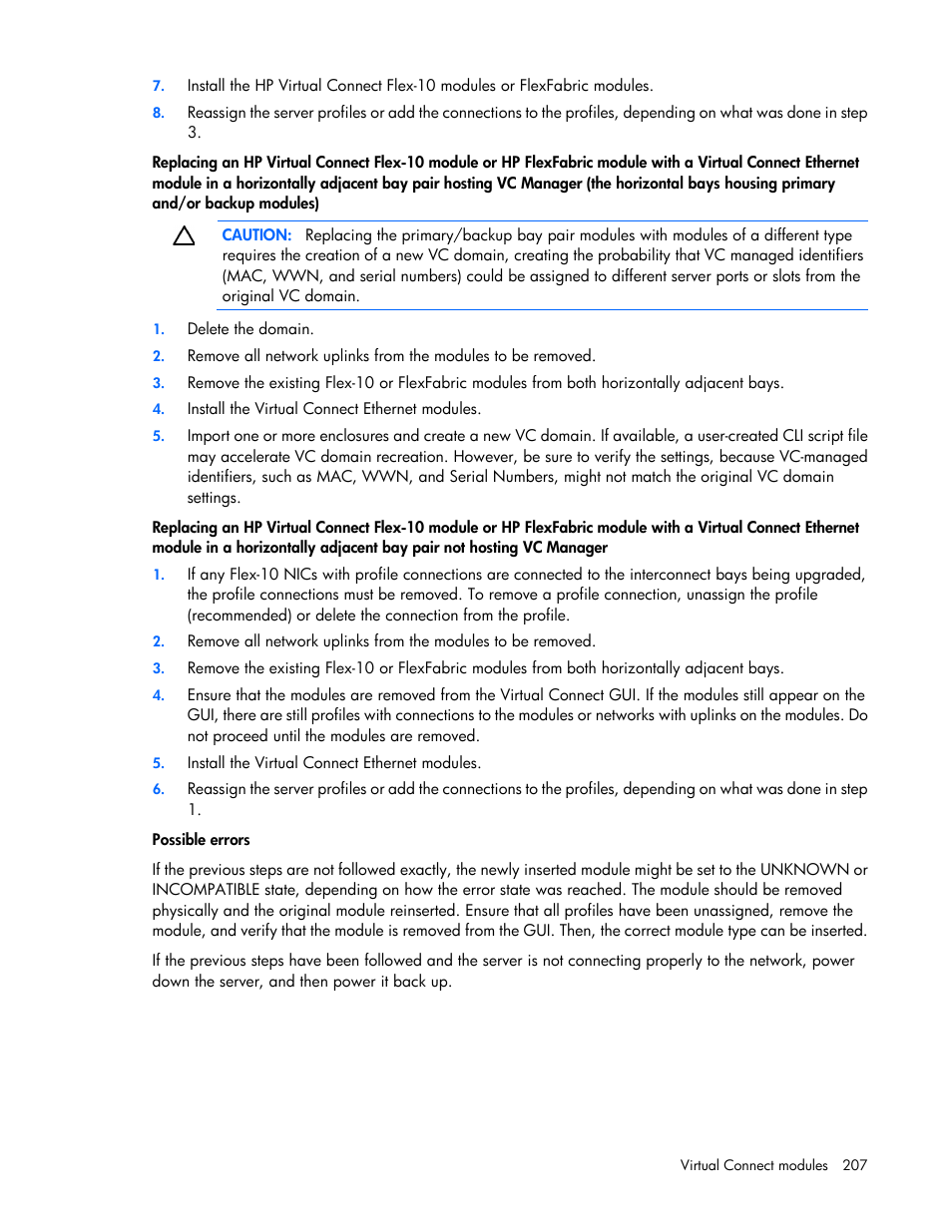 HP Virtual Connect 8Gb 20-port Fibre Channel Module for c-Class BladeSystem User Manual | Page 207 / 223