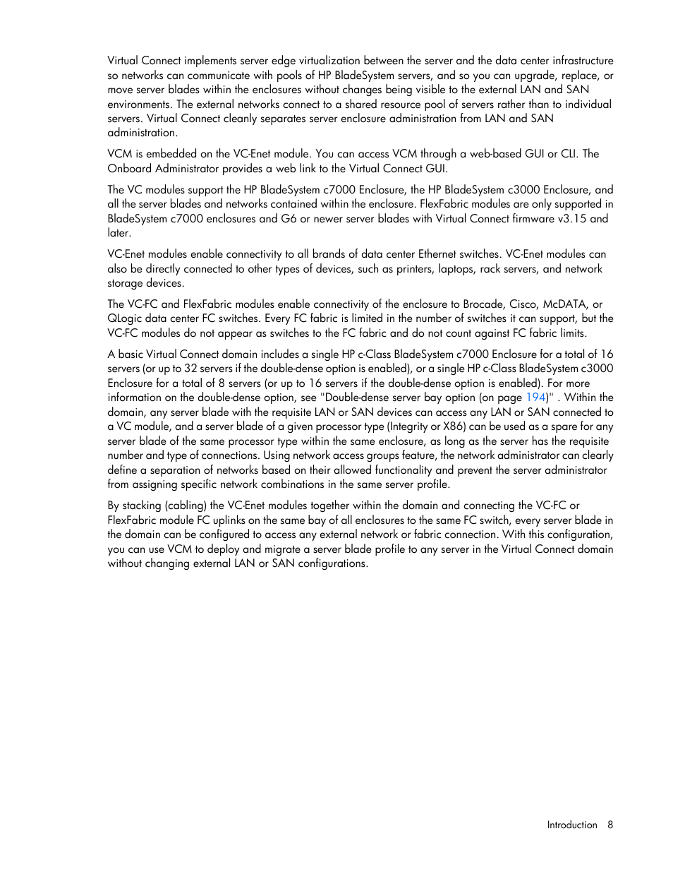HP Virtual Connect 8Gb 20-port Fibre Channel Module for c-Class BladeSystem User Manual | Page 8 / 223