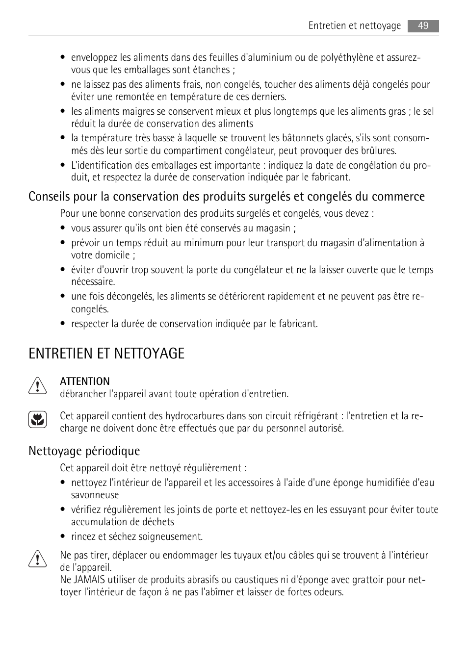 Entretien et nettoyage, Nettoyage périodique | AEG SKS68240F0 User Manual | Page 49 / 76