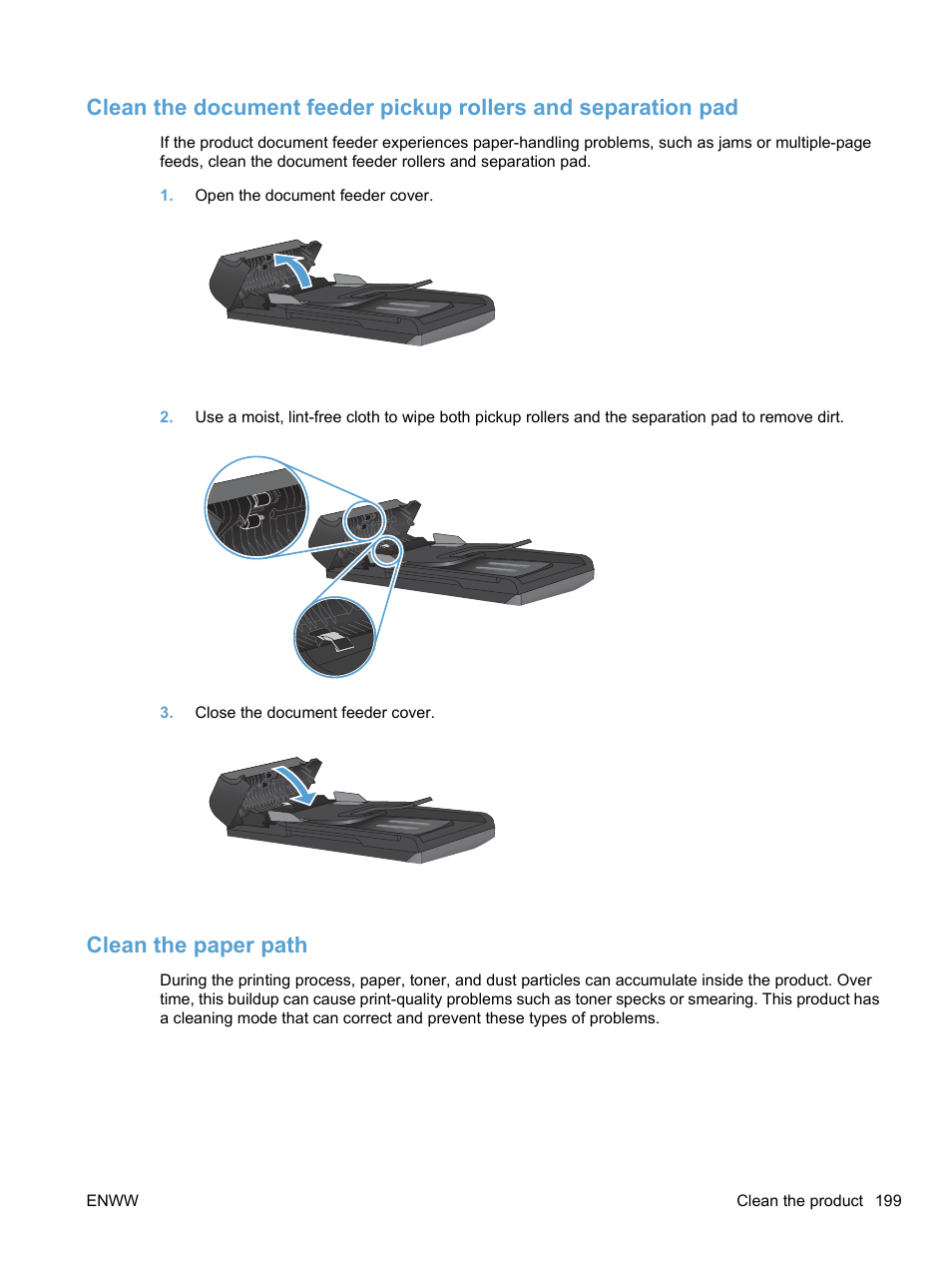 Clean the paper path | HP LaserJet Pro M1536dnf MFP SERIES User Manual | Page 213 / 286