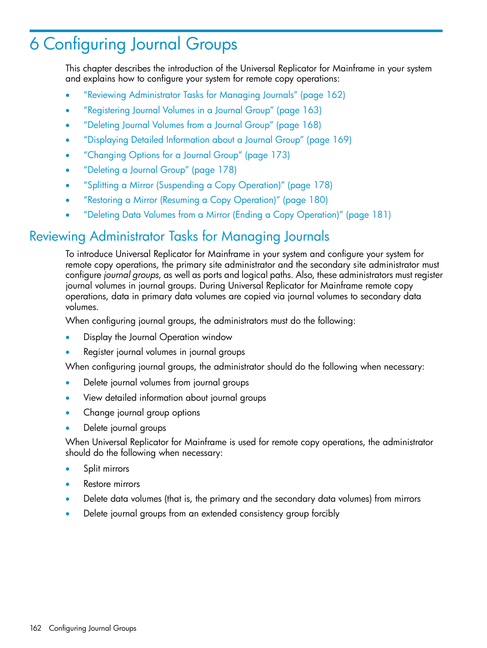 6 configuring journal groups | HP StorageWorks XP Remote Web Console Software User Manual | Page 162 / 252