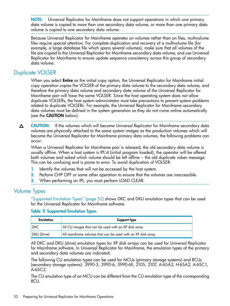 Duplicate volser, Volume types, Duplicate volser volume types | HP StorageWorks XP Remote Web Console Software User Manual | Page 52 / 252