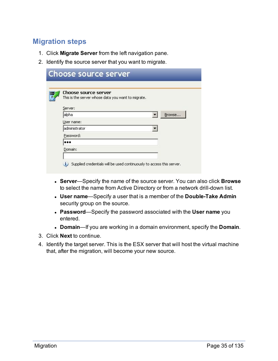 Migration steps | HP Storage Mirroring Software User Manual | Page 36 / 136