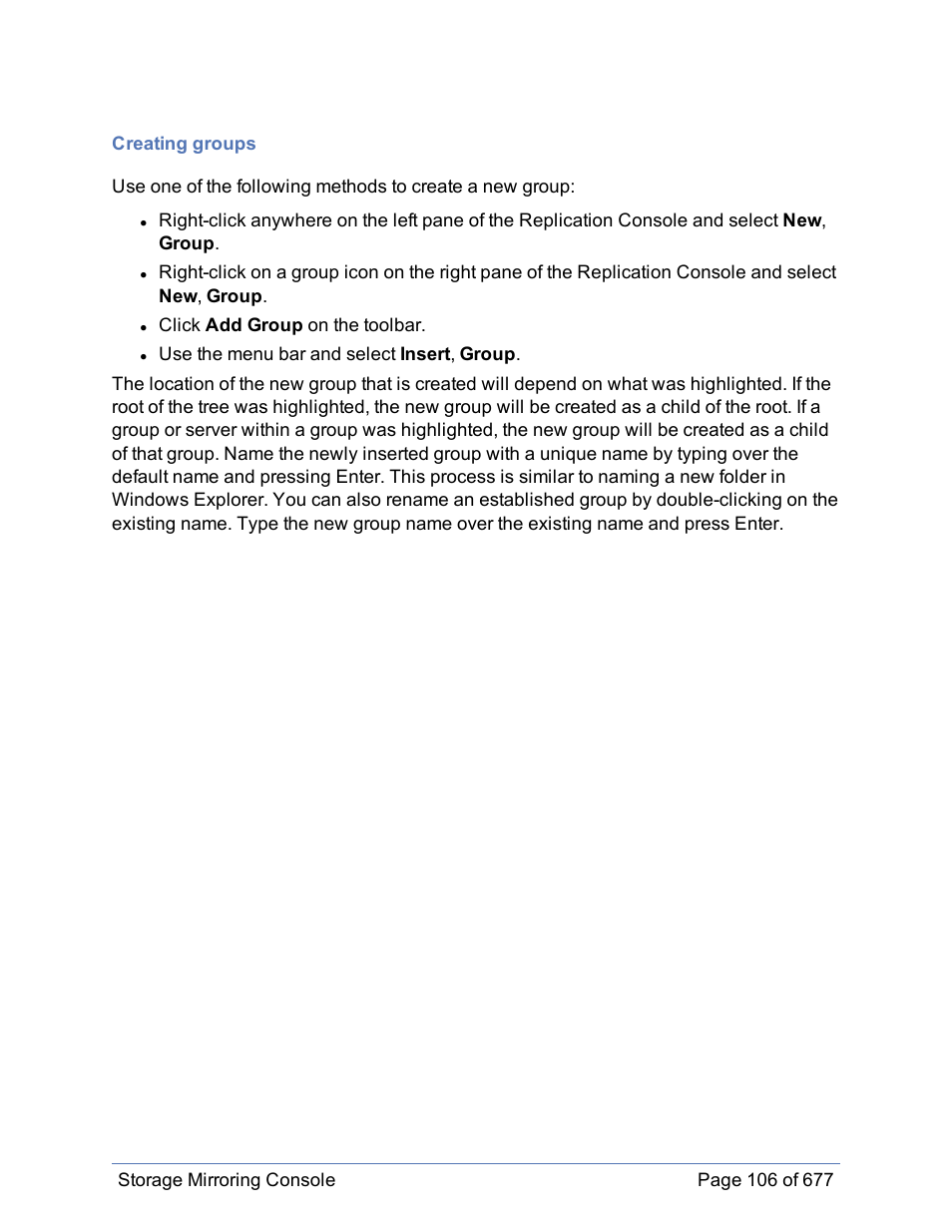 Creating groups | HP Storage Mirroring Software User Manual | Page 107 / 678