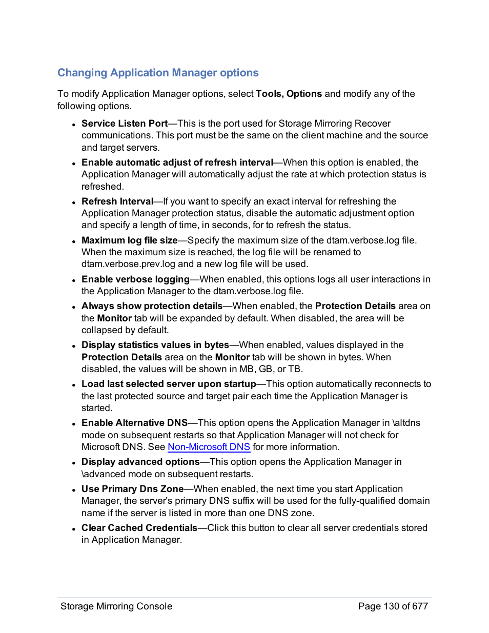 Changing application manager options | HP Storage Mirroring Software User Manual | Page 131 / 678