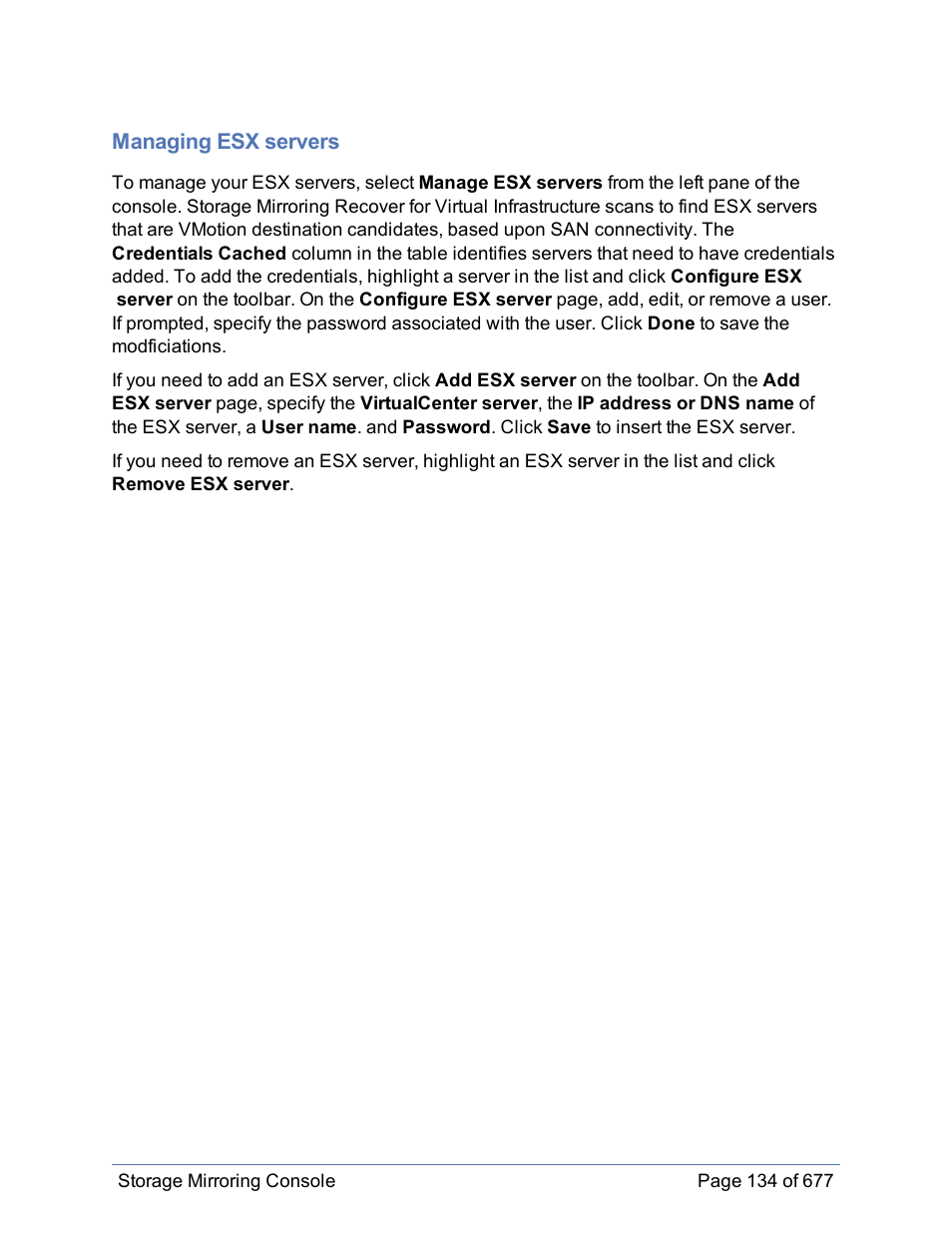 Managing esx servers | HP Storage Mirroring Software User Manual | Page 135 / 678
