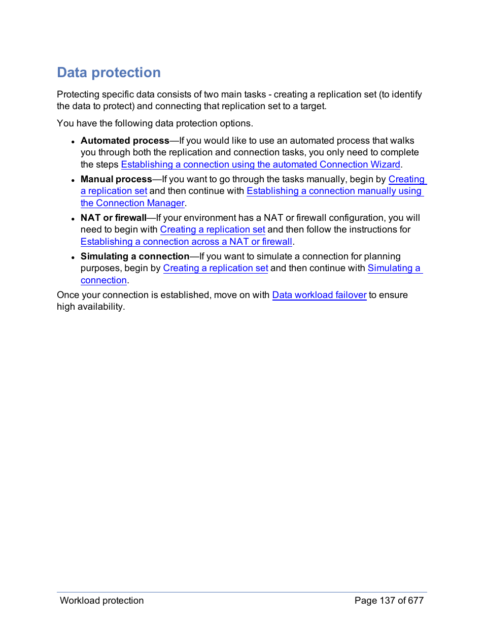 Data protection, Specific data | HP Storage Mirroring Software User Manual | Page 138 / 678